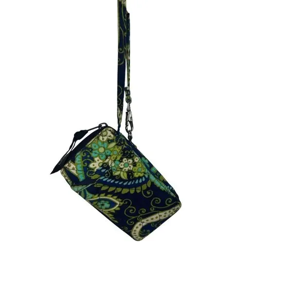 Vera Bradley Rhythm & Blues Wristlet Wallet Blue Green‎ Paisley - Picture 2 of 4